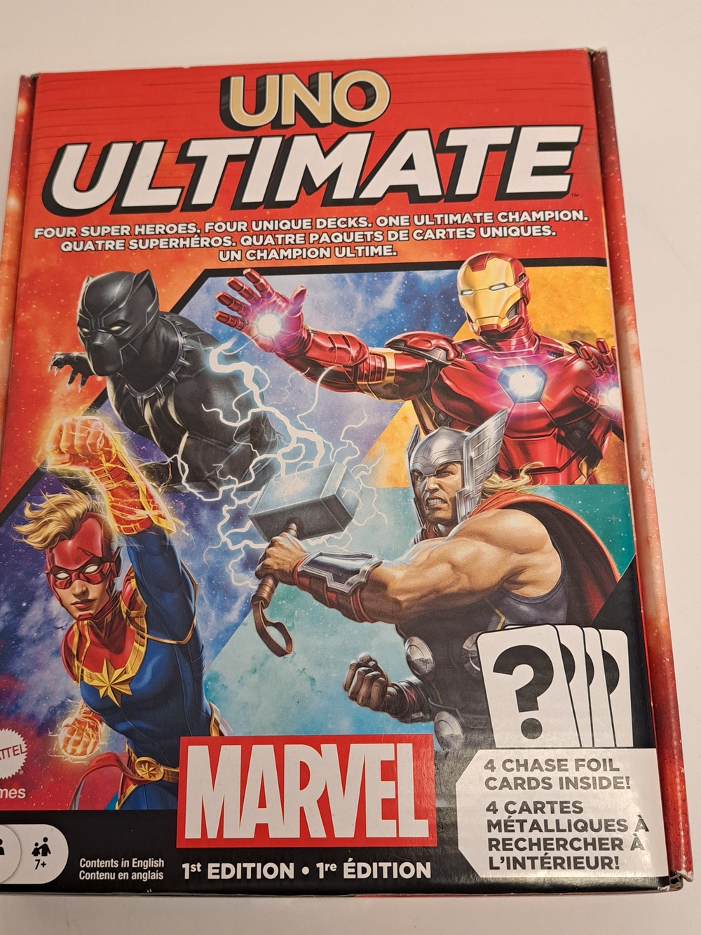 Mattel UNO Ultimate Marvel Card Game, 4 Chase Foil Cards 1st Edition 2022